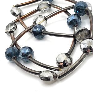 Lot of 3 Silver Navy Stretchy Bracelets 7in